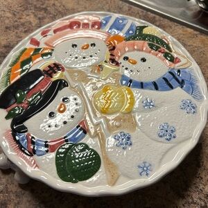 Snowman cake plate